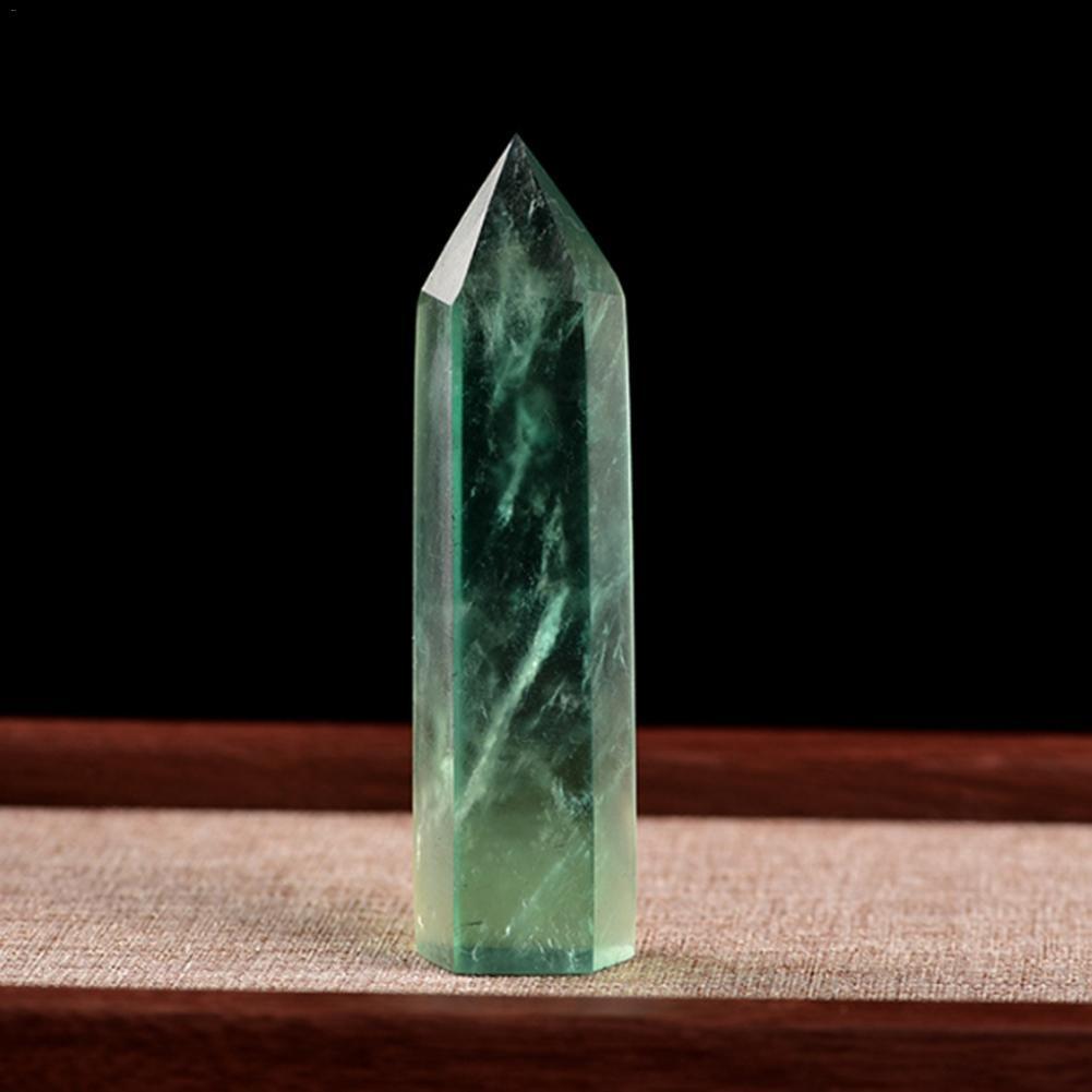 100% Natural Fluorite Quartz Crystal Green Striped Fluorite Point Healing Hexagonal Wand Treatment Stone Home Decoration C19021601