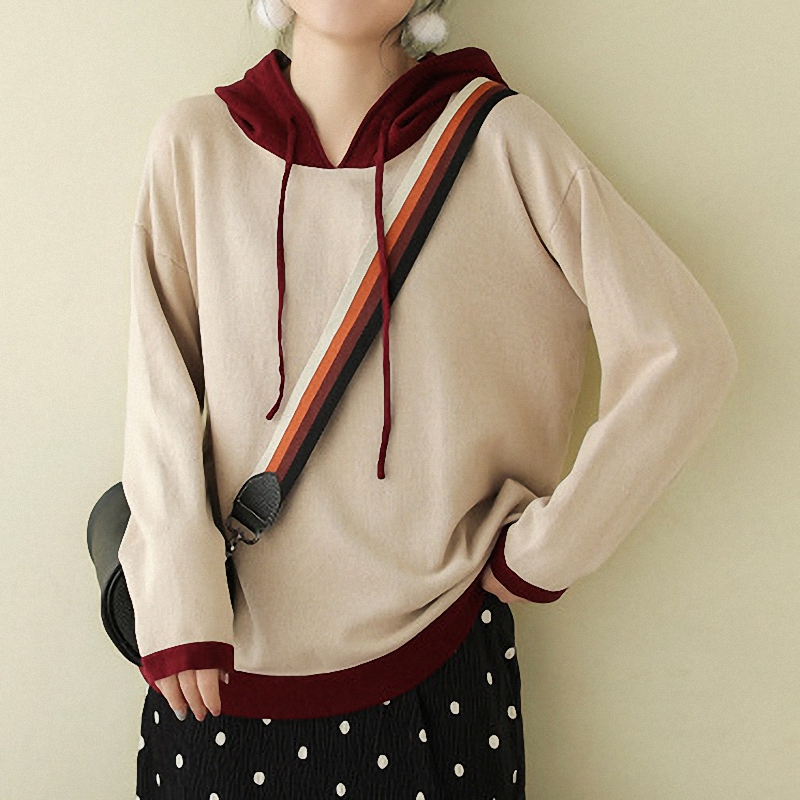 Fairy Natural Ladies Retro Women Hooded Sweater 2020 Spring Fall New Ladies Spliced Drawstring Loose Casual Tops Cotton Outwear, Beige
Fairy Natural Ladies Retro Women Hooded Sweater 2020 Spring Fall New Ladies Spliced Drawstring Loose Casual Tops Cotton Outwear, Beige
