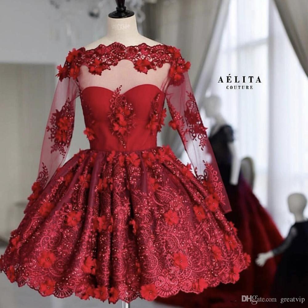 2019 Red Short Prom Dresses Bateau Neck Lace 3D Floral Appliques Pearls Cooktail Farty Gowns Evening Dress Long Sleeve Homecoming Gown, Hunter green
2019 Red Short Prom Dresses Bateau Neck Lace 3D Floral Appliques Pearls Cooktail Farty Gowns Evening Dress Long Sleeve Homecoming Gown, Hunter green