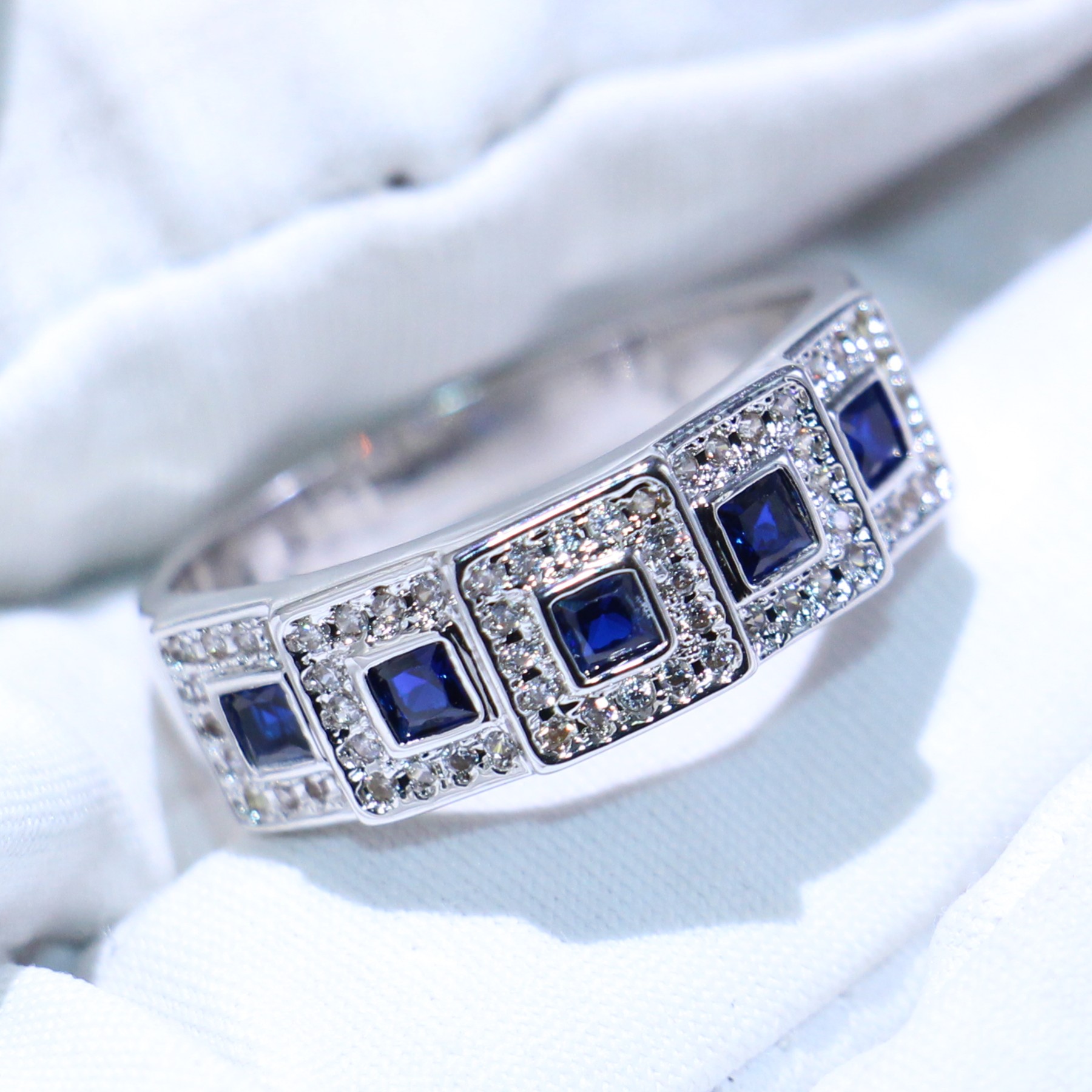 Choucong 2019 New Arrival Hot Sale Vintage Jewelry 925 Sterling Silver Blue Sapphire CZ Diamond Wedding Engagement Band Ring for Women Gift