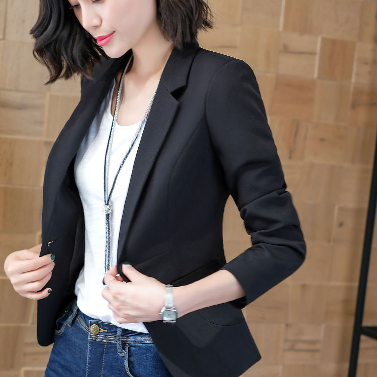 Women' jacket 2019 autumn new casual fashion temperament slim slimming solid color single buckle small suit women' clothes
Women' jacket 2019 autumn new casual fashion temperament slim slimming solid color single buckle small suit women' clothes