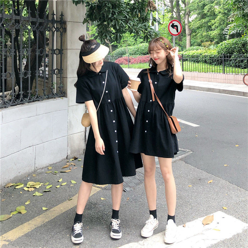Girls Twins Black Summer Dress Ladies Streetwear Lovely Chic Korea Style Girl Dress Long Summer Kawaii Clothing, Short
Girls Twins Black Summer Dress Ladies Streetwear Lovely Chic Korea Style Girl Dress Long Summer Kawaii Clothing, Short