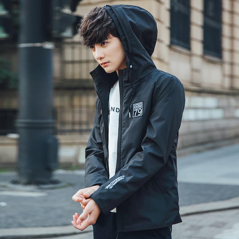 Stylish Men's Lightweight Hooded Coat - Spring Collection with Letters