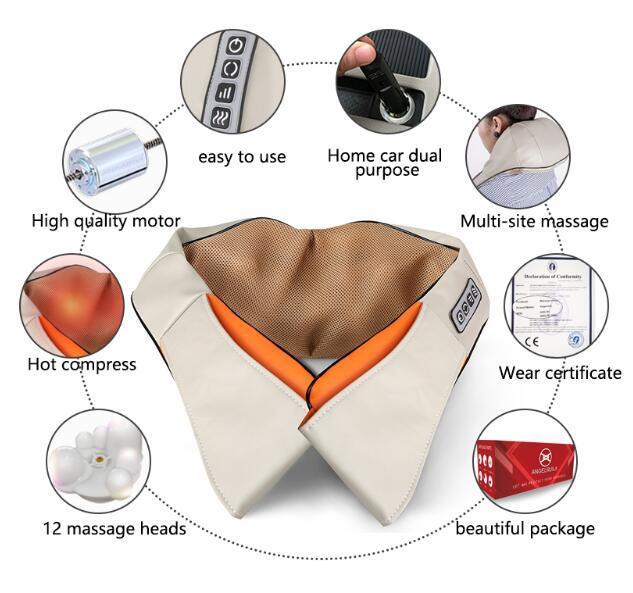Neck Massager Electrical U Shape Neck Massager Shiatsu Shoulder Back Body Massagers for Back Neck Legs Feet Car Home Use Massage C18122801