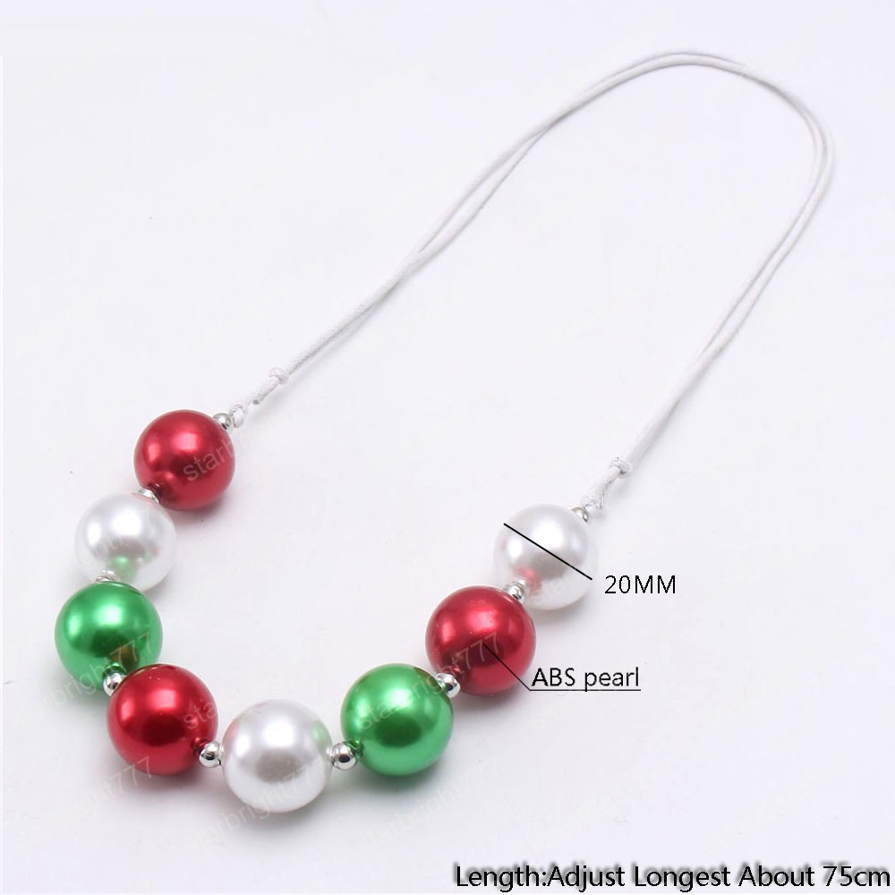 handmade girls chunky beaded necklace christmas style bubblegum kids rope chain necklace adjustable for child jewelry