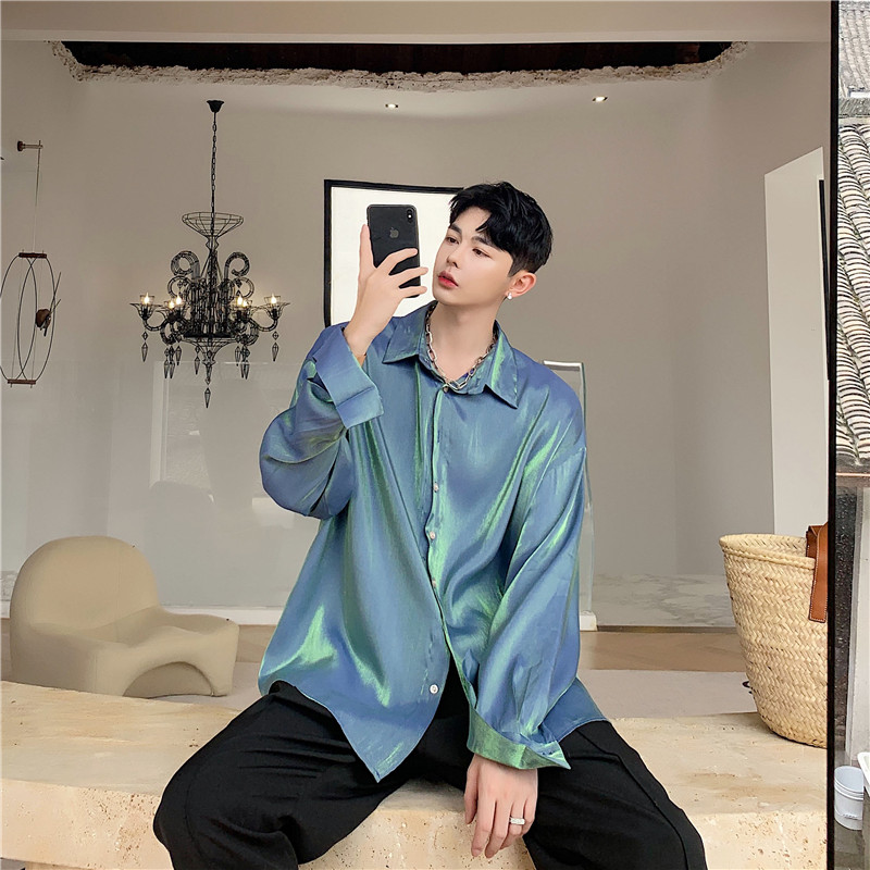 Men Shining Long Sleeve Casual Shirts Male Women Streetwear Hip Hop Shirt Vintage Fashion Stage Show Clothes, S30
Men Shining Long Sleeve Casual Shirts Male Women Streetwear Hip Hop Shirt Vintage Fashion Stage Show Clothes, S30