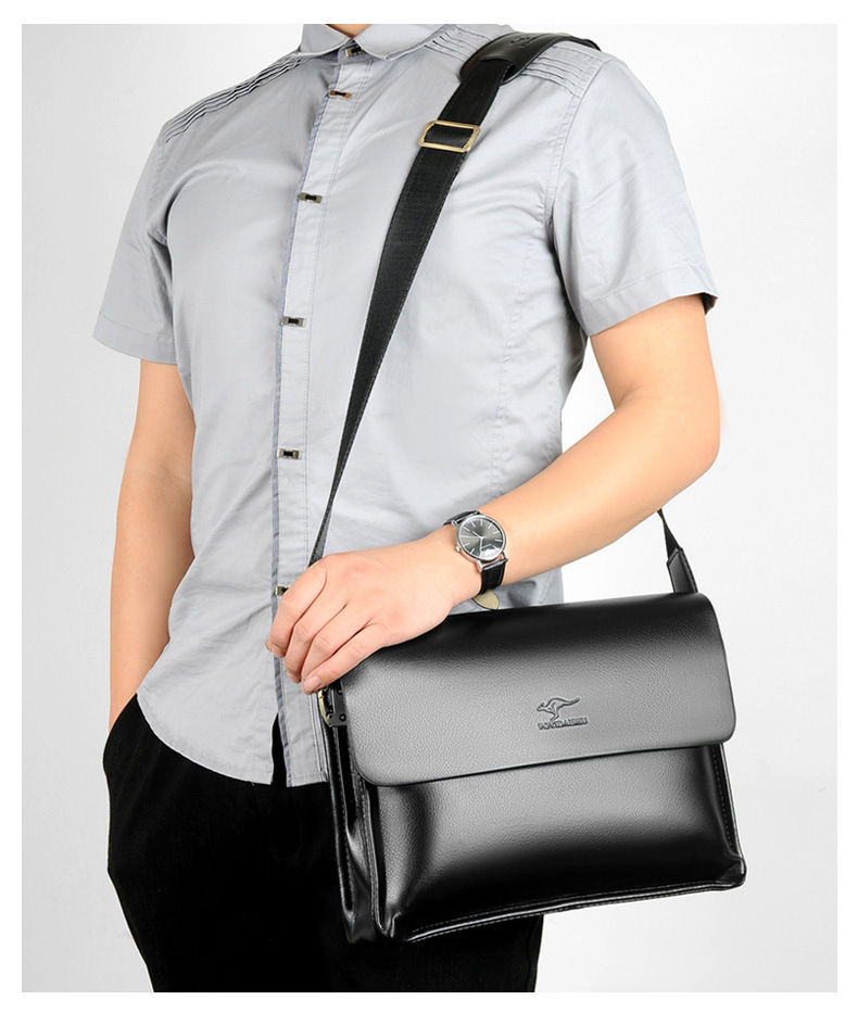 Designer Leather Messenger Bag Male Vintage Crossbody Over The Shoulder Bag Kangaroo Brand Mens Bags For Work College Busines