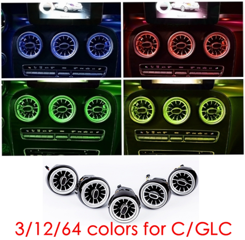 3/12/64 colours front LED turbine air vent For C GLC class W205 X253 LED lamp air outlet vent synchronized with ambient light
3/12/64 colours front LED turbine air vent For C GLC class W205 X253 LED lamp air outlet vent synchronized with ambient light