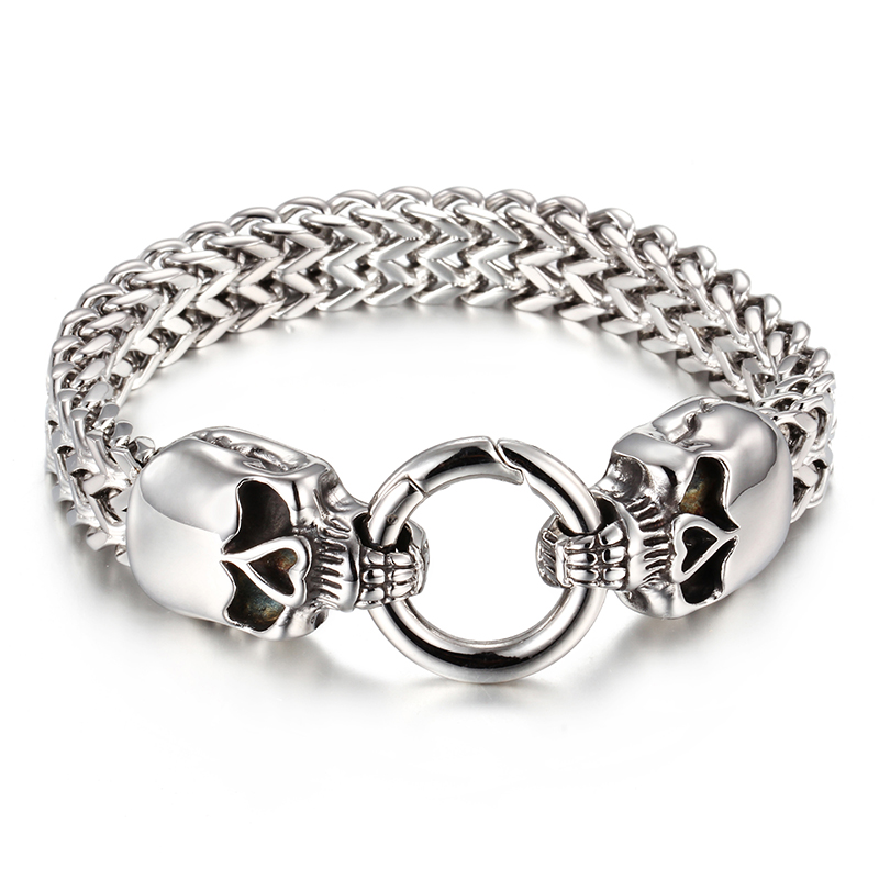 Men's Thick Heavy Bracelets Lion Head Wolf Head Skull Head Bangle Stainless Steel Titanium Steel High Quality Jewelry
