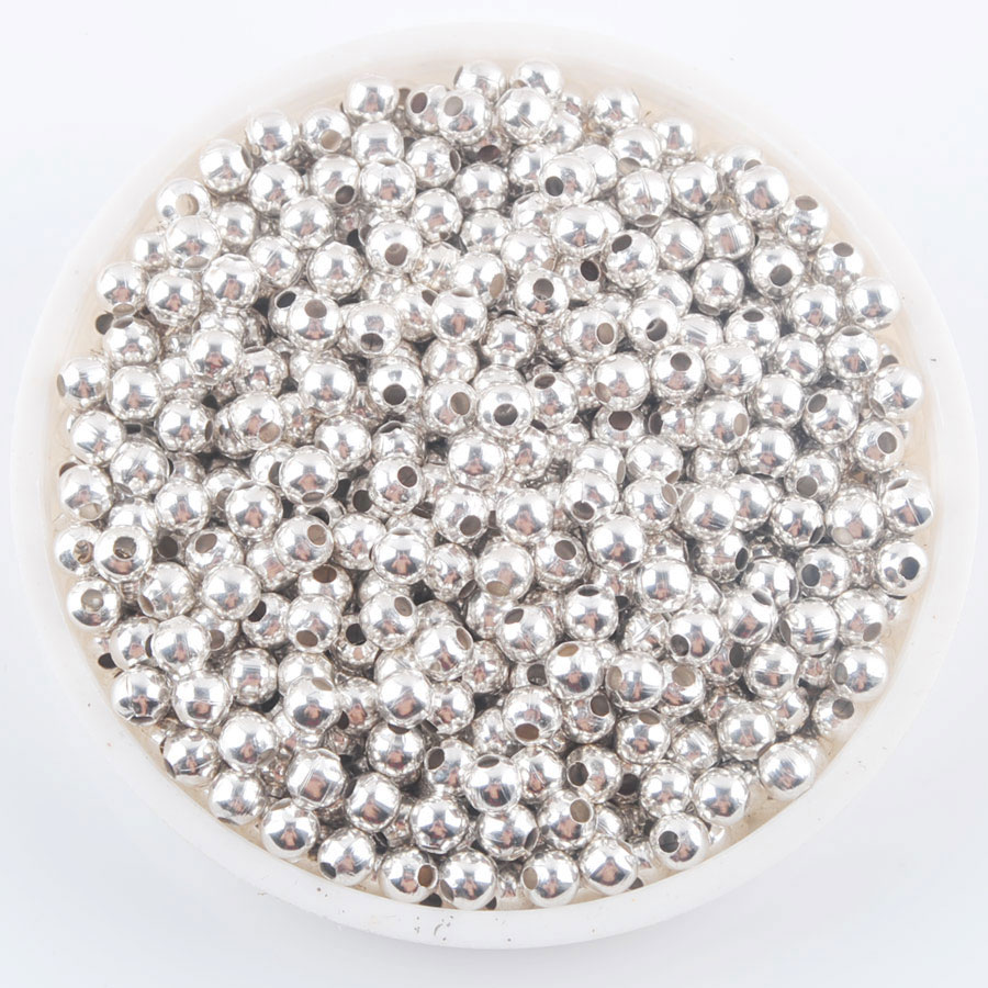 WOJIAER 3mm 4mm 6mm 8mm Gold Silver-Color Pewter Metal Iron Round Loose Beads Spacer for Jewelry Making 100pcs/lot BH306
