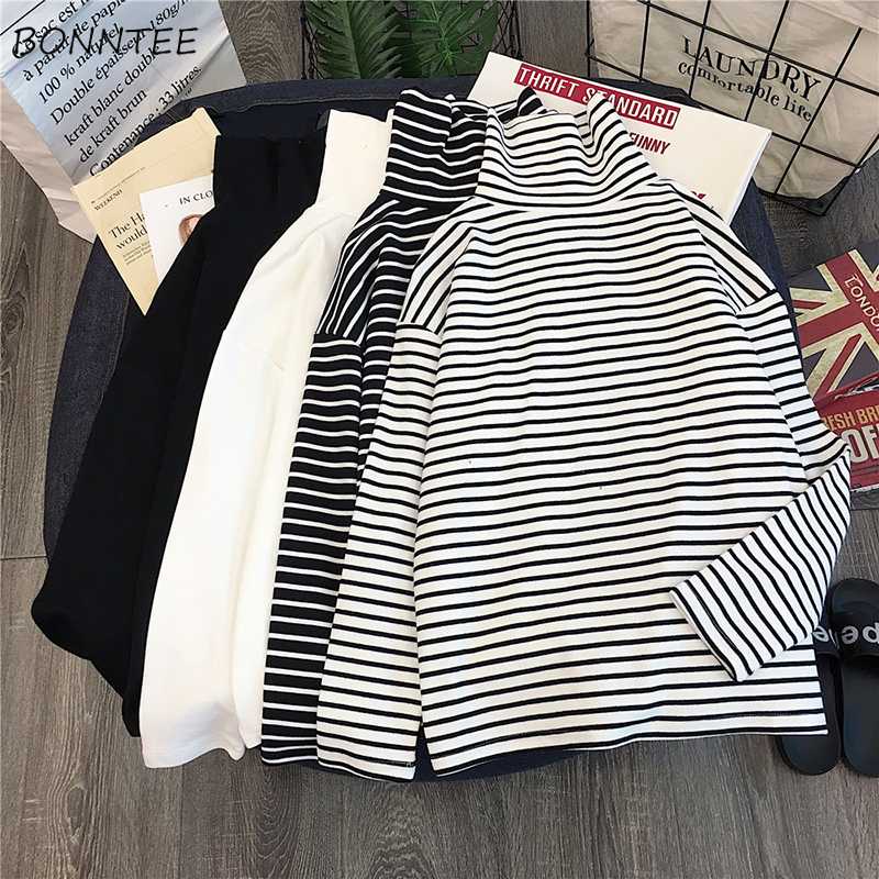 Long Sleeve T-shirts Women Elegant Unisex Loose Striped Turtleneck Womens All-match Simple Leisure Korean Style Trendy Chic, Black1
Long Sleeve T-shirts Women Elegant Unisex Loose Striped Turtleneck Womens All-match Simple Leisure Korean Style Trendy Chic, Black1