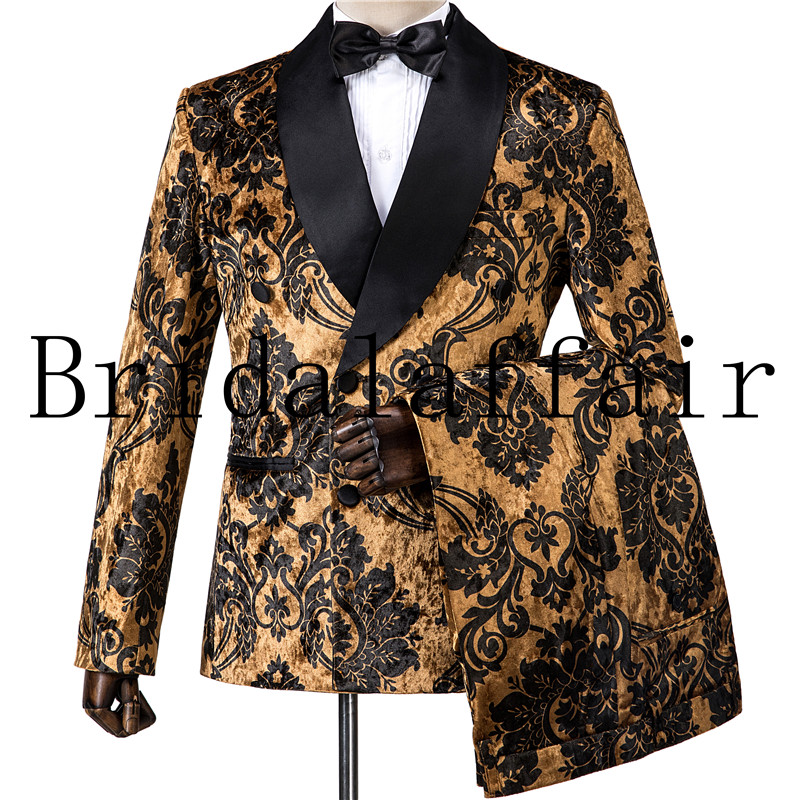 Rich And Royal High Quality Velvet Gold Jacquard Groom Tuxedos Shawl Lapel Groomsmen Mens Suits Blazers (Jacket+Pants+Vest), 12
Rich And Royal High Quality Velvet Gold Jacquard Groom Tuxedos Shawl Lapel Groomsmen Mens Suits Blazers (Jacket+Pants+Vest), 12