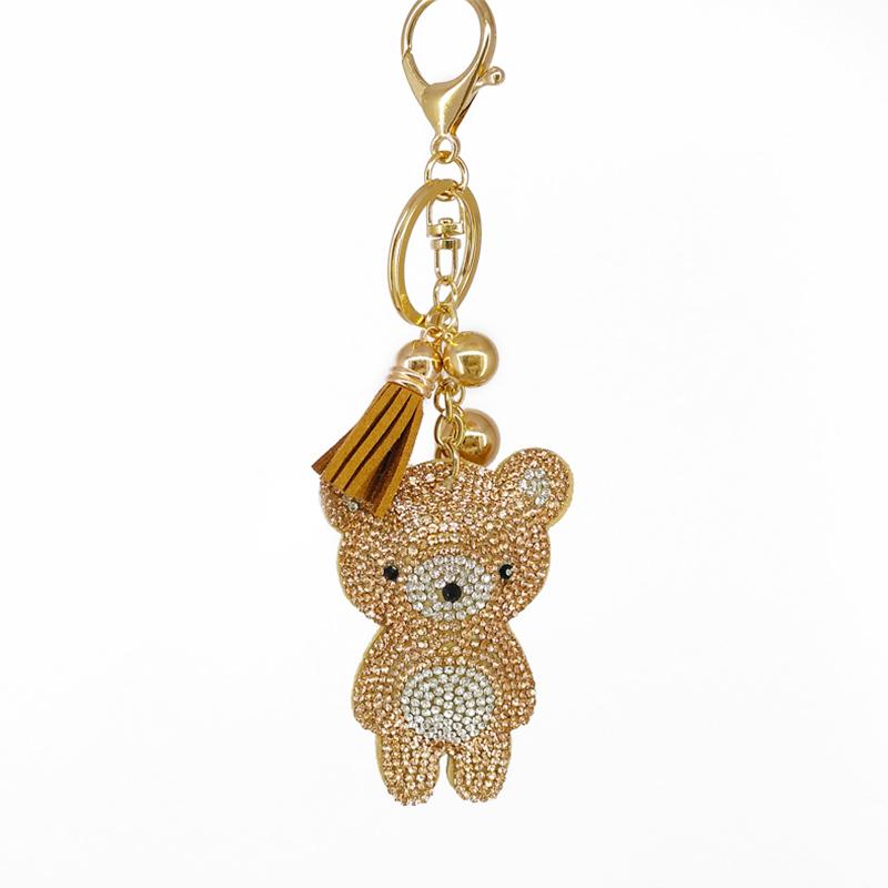 6pcs/lot Cute Key Chains Cartoon Bears Rhinestone Keychains Bags Wallet Pendants Decoration Jewelry Ornaments Phone Accessories