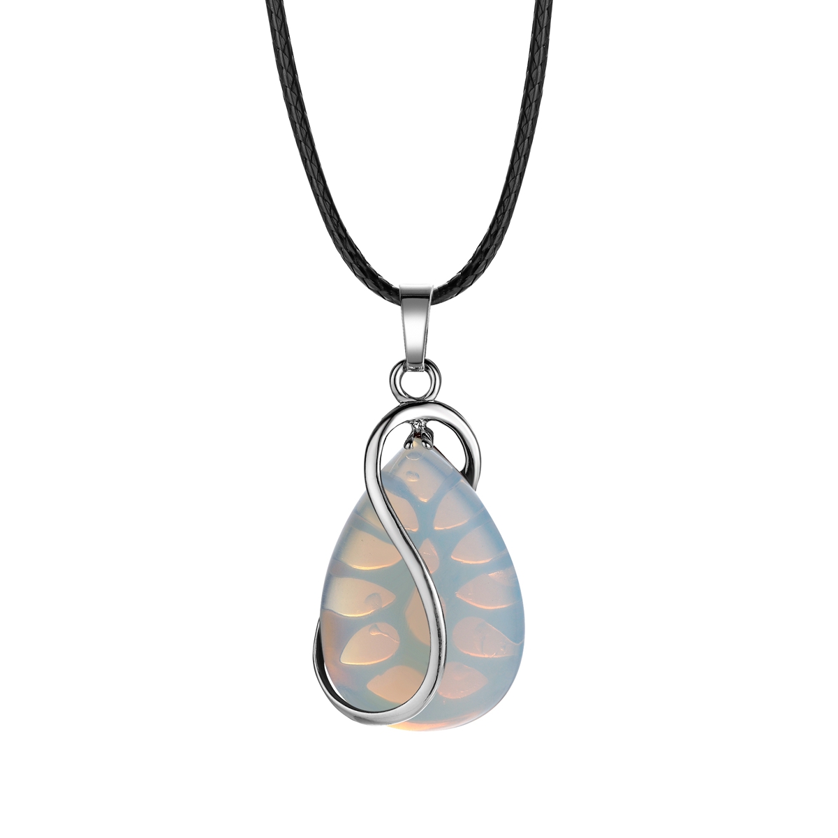 qimoshi Natural stone pendant S-shaped woman necklace stainless steel healing energy sweater chain Christmas gift 12pcs