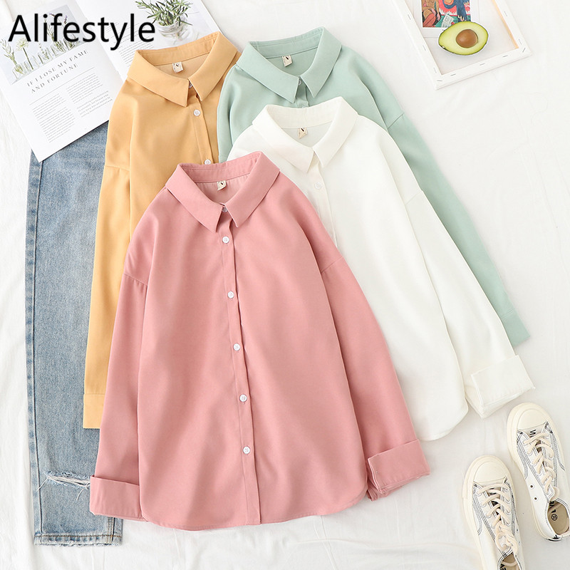 2020 New Pure Color Chiffon Blouses Women Shirts Tops Spring Long Sleeve Casual Classic Lady Simple Style Office Clothes, White 
2020 New Pure Color Chiffon Blouses Women Shirts Tops Spring Long Sleeve Casual Classic Lady Simple Style Office Clothes, White