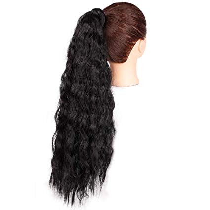 Ciara Long Ponytail Hair Extension 1 Piece Hairpiece Human Wrap Around Pony Tail Clip in Hair Extensions for Girl Lady Woman 140g