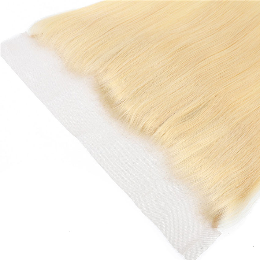 9A Bleach Blonde Color 613 Lace Frontal Closure 13x4 Size Brazilian Peruvian Malaysian Indian Virgin Human Hair Body Wave Straight Closures