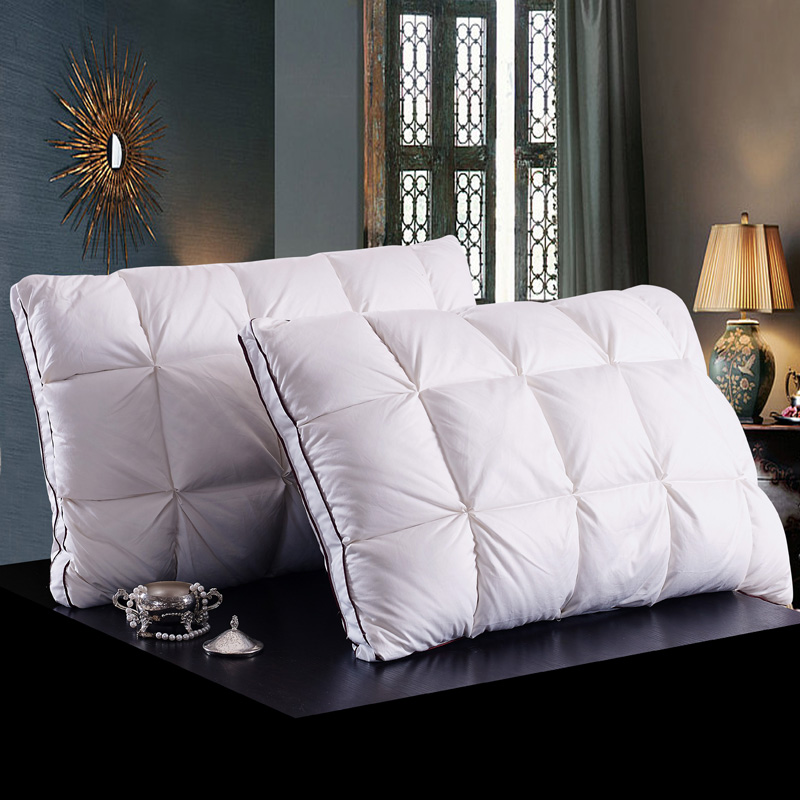 Pure White High Counts Cotton Pillow Cover Feather Goose down filling 48x74cm Bedding Pillows Neck Health Care Pillows - view 3