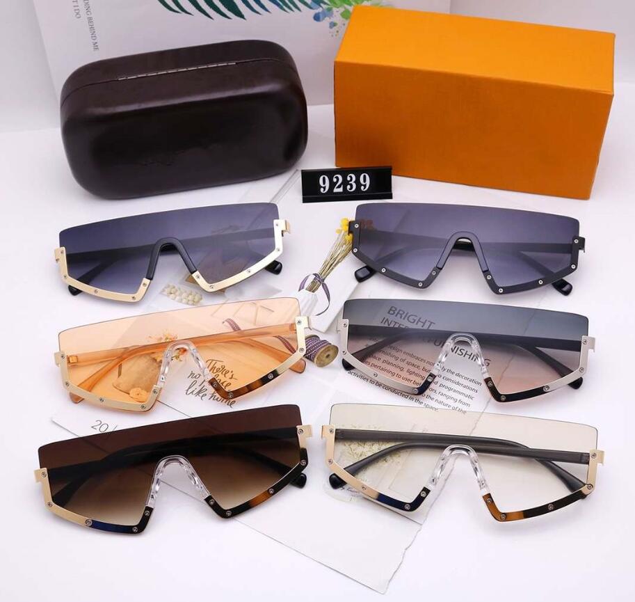 High Quality Mens Woman Sunglasses Designer Sunglasses Man Womens Oversized Goggle Glasses UV400 V Letters 9239 6 Colors Available with Box