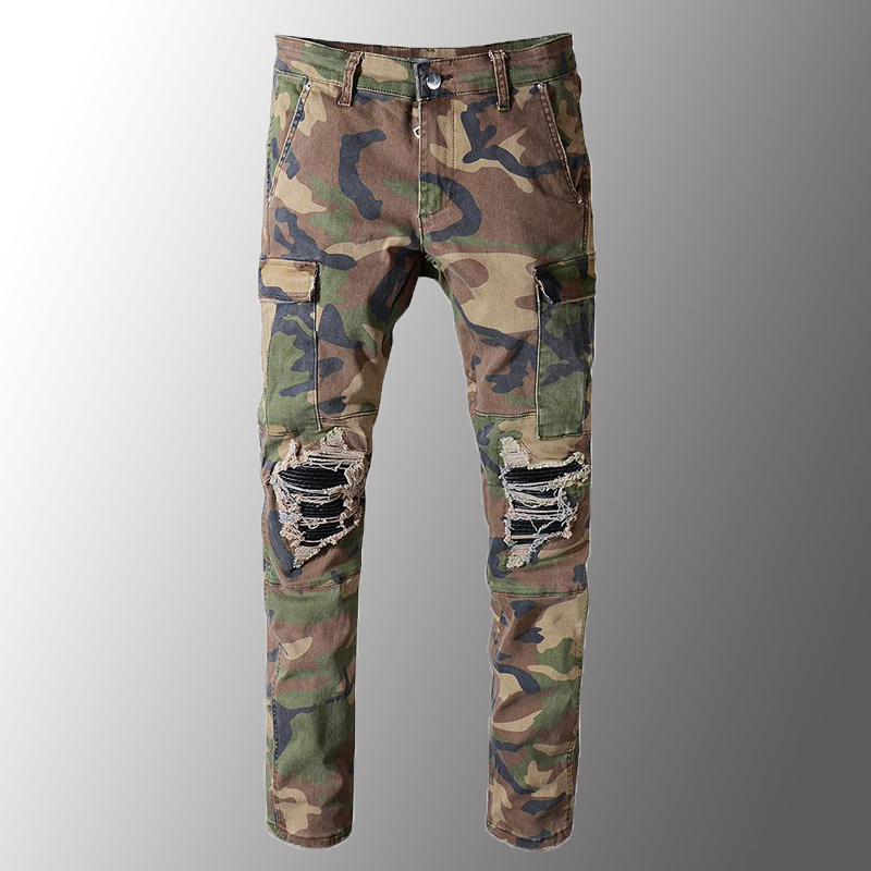 Men's Camouflage Printed Patchwork Biker Jeans For Moto Slim Fit Straight Army Green Pockets Cargo Denim Pants, Color as picture
Men's Camouflage Printed Patchwork Biker Jeans For Moto Slim Fit Straight Army Green Pockets Cargo Denim Pants, Color as picture