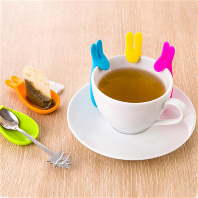 5 colors New Silicone Gel Rabbit Shape Tea Bag Infuser Holder Candy Color Mug Gift Rabbit Silicon Tea Bag stand