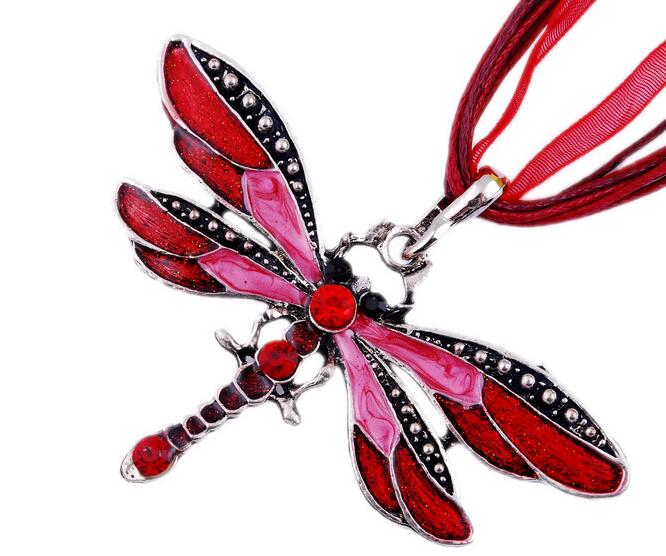 Necklace Silver Dragonfly Statement Necklaces Pendants Vintage Rope Chain Necklace Women Accessories GB