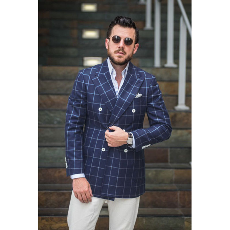 New Double Breasted Mens Checkered slim fit Suits smoking masculino costume homme Man Wedding Suit 2 pcs jacket+white pant, White;black
New Double Breasted Mens Checkered slim fit Suits smoking masculino costume homme Man Wedding Suit 2 pcs jacket+white pant, White;black