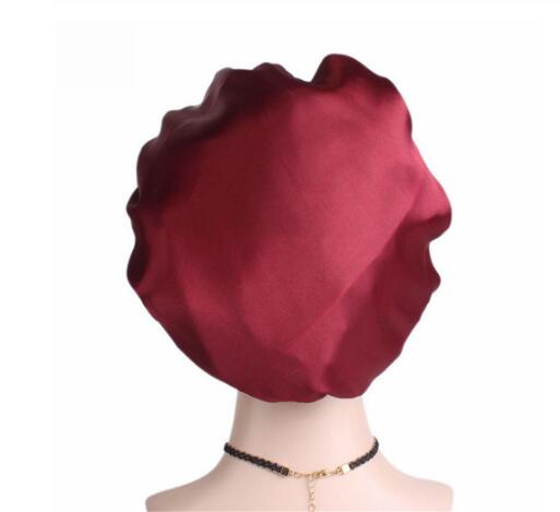 Women Wide Band Satin silk Bonnet Cap Comfortable Night Sleep Cap Ladies Soft Silk Long Hair Care Bonnet Headwrap GB1323