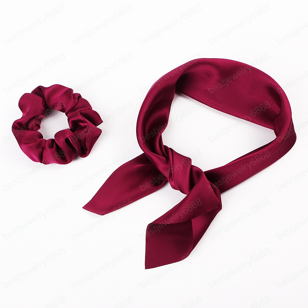 New Long Ribbon Scrunchie Stretchy Headbands Satin Scrunchy Elastic Hair Bands Girls Hair Ties Solid Women Hair Accessories