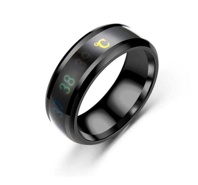 Wholesale Stainless steel rings Fashion wedding jewelry Intelligent Thermometer ring adult jewelry temperature measuring Couple rings
