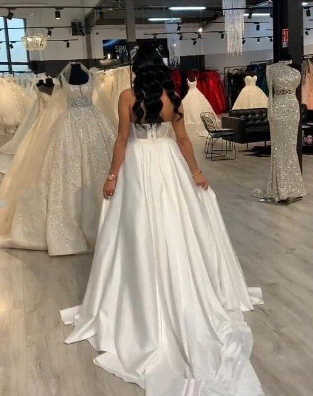 Lace Stain Women Wedding Jumpsuit with Removable Skirt 2020 Strapless Abiye Bride Wedding Gowns with Pant Suit Deane Lita