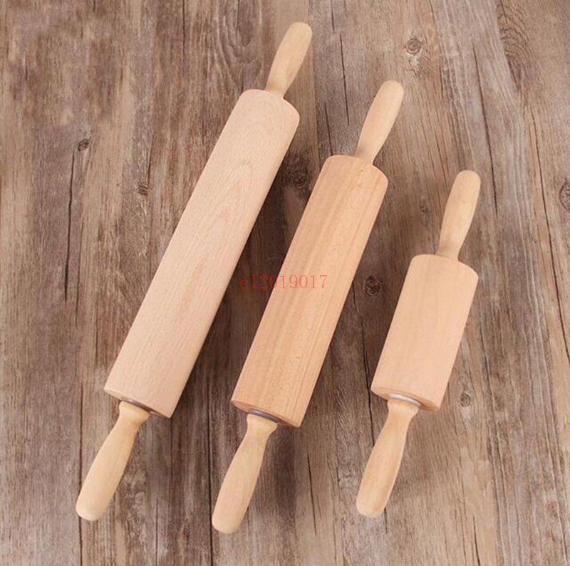 hot Non-stick Flour Stick Wood Rolling Pin Wood Roller Handle Solid Wood Handle Roller Food Silicone Quality