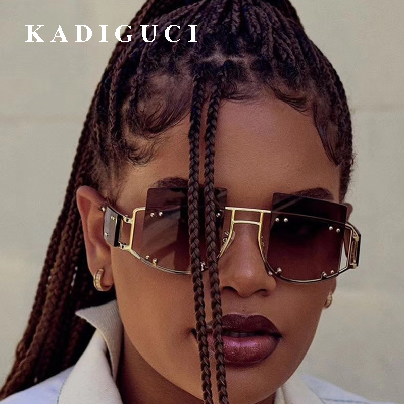 KADIGUCI Rivet Vintage Sunglasses Women Sunglasses Men Fashion Big Frame Retro Sun Glasses Super Star Rihanna Eyewear For Female K370