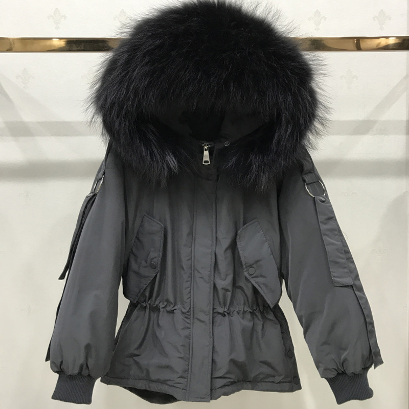Large Real Raccoon Fur 2018 New Winter Jacket Women Warm Hooded Loose Duck Down Jacket Long Down Parkas Thick Winter Coat Women