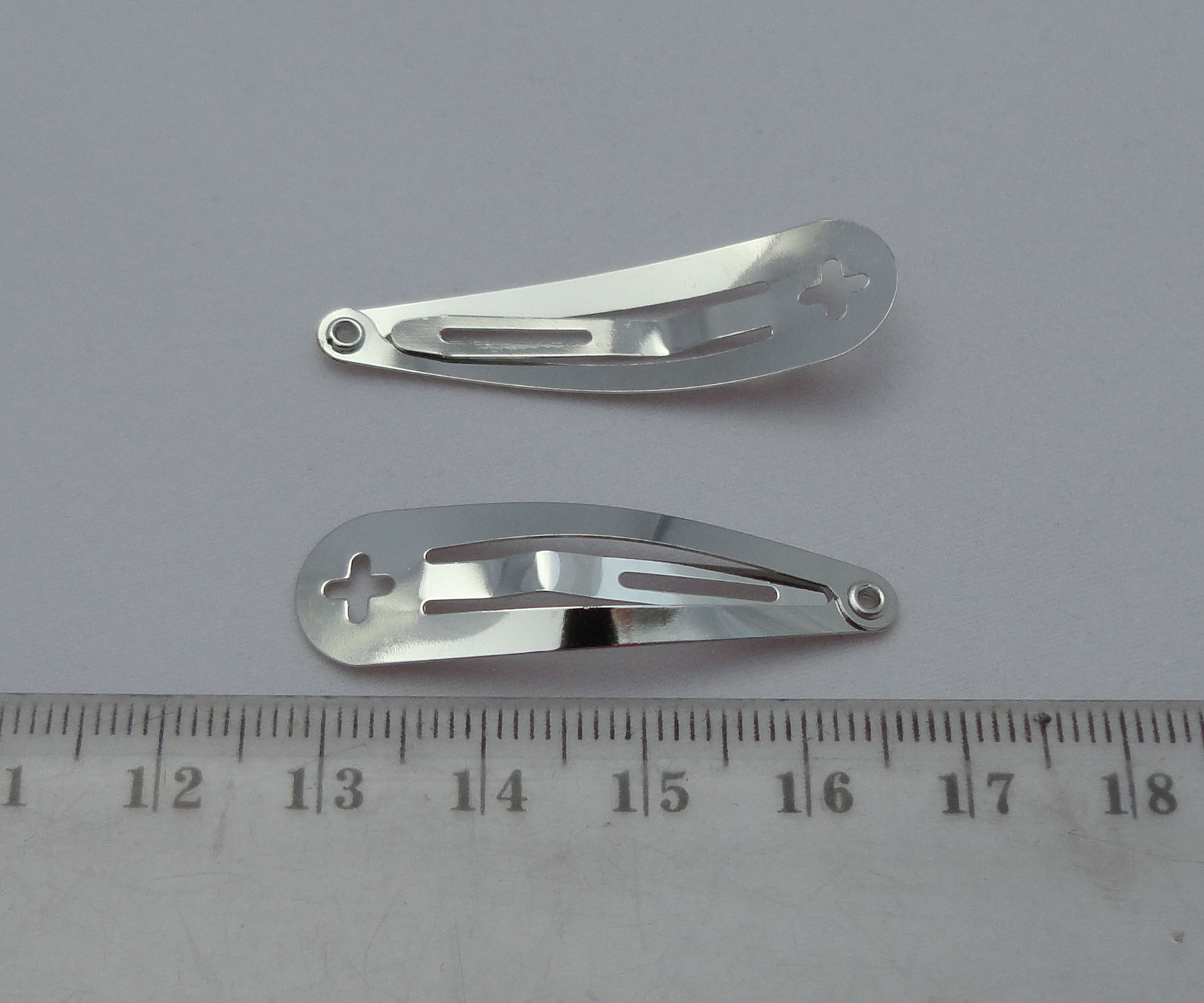 100PCS 4.0cm silver finish plain Round Head Metal Snap Clip with cross hole at lead free and nickle free quality