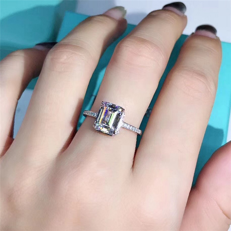 Vecalon Princess cut ring 925 Sterling Silver 2ct Diamond Engagement wedding band rings For women Statement Finger Jewelry Gift