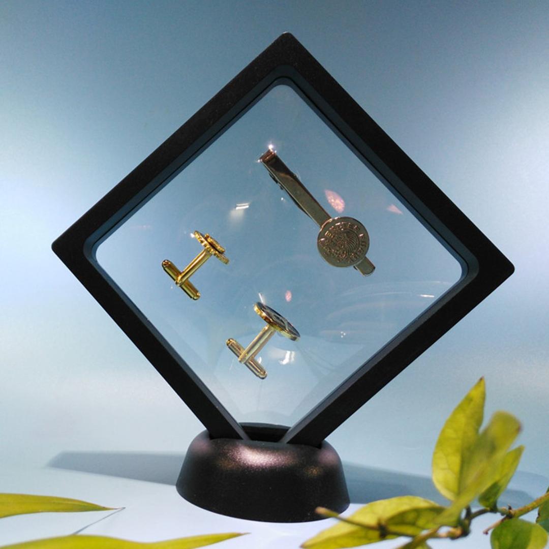 Square 3D Floating Frame Holder Coin Box Jewelry Display Show Case 9X9cm (With Base) Home Decor