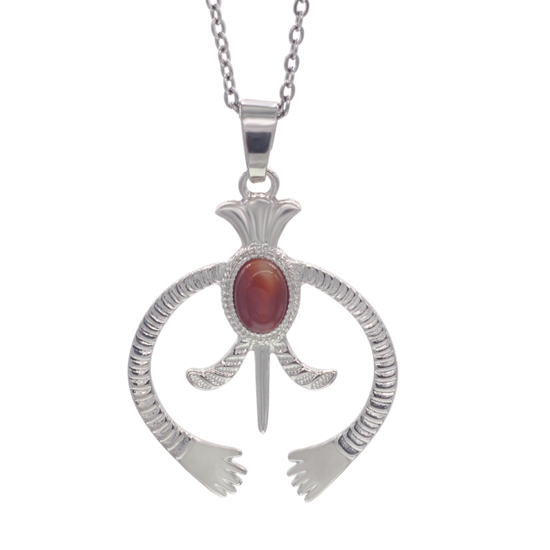 12 pieces of silver horseshoe natural stone bead pendant necklace men and women stainless steel necklace hanging price jewelry
