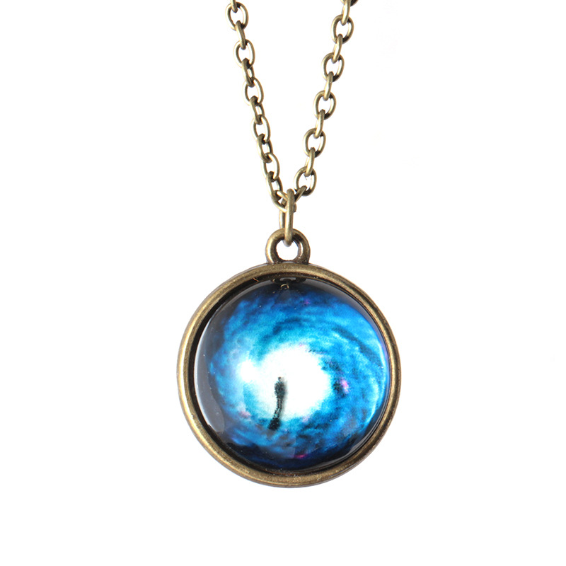 Fashion Double-sided Glass Ball Luminous Couple Necklaces Universe Fantasy Star Pendant Necklace High Quality jewelry