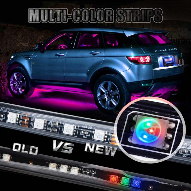 Car Bluetooth Underglow Light Wireless Chassis Light 90x120cm Atmosphere Decorative Bar Lights Remote Lighting Kit with Sound Control