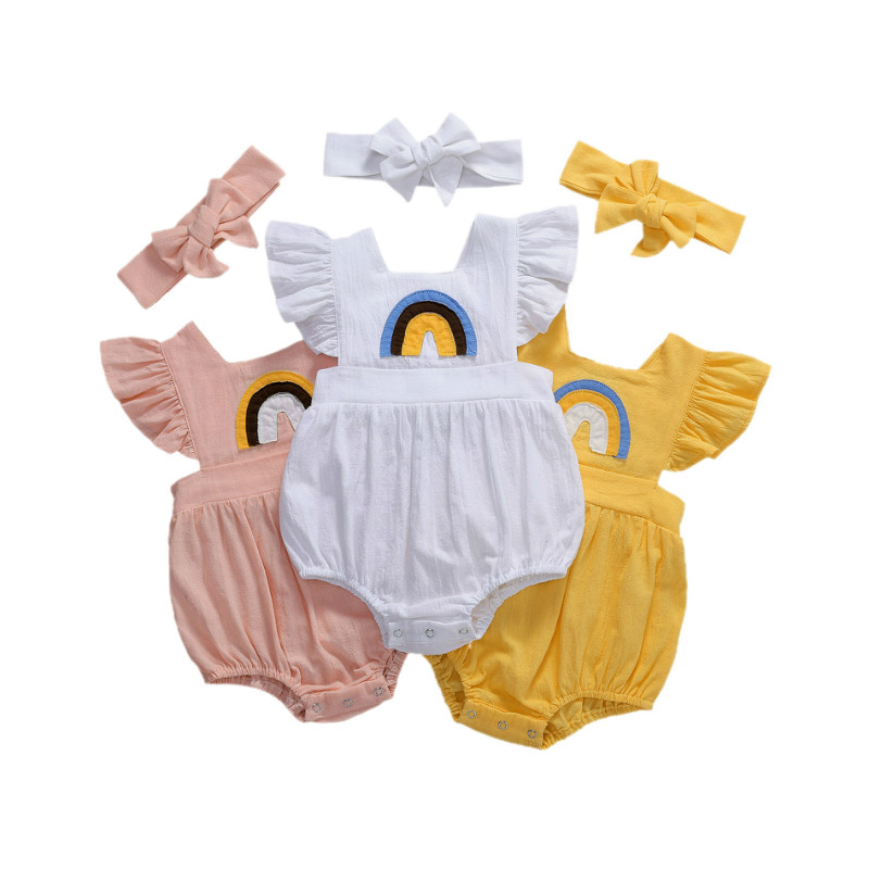 Summer Baby Clothing Infant Newborn Rainbow Romper Baby Girls Cute Ruffled Sleeve Jumpsuit Sunsuit 0-24M, Pink 
Summer Baby Clothing Infant Newborn Rainbow Romper Baby Girls Cute Ruffled Sleeve Jumpsuit Sunsuit 0-24M, Pink