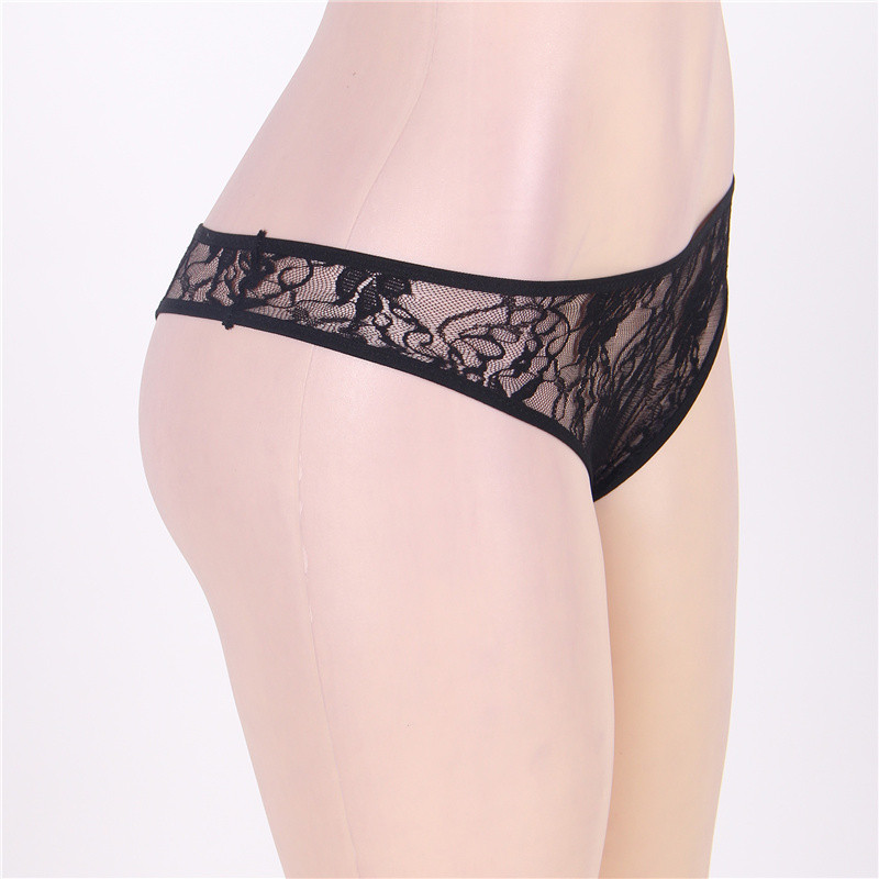 Sexy Tanga with Bowknot Panties Women Cheeky Low Waist Lace and Mesh Underwear Lingerie Plus Size 5XL 6XL Crotchless Bragas Mujer