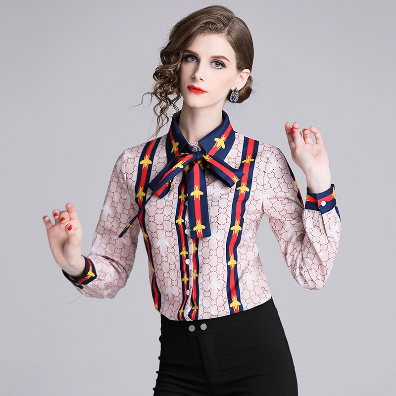 New Spring Fall Summer Runway Women's Floral Printed Bow Tie Neck Tops Office Button Front Down Up Long Sleeve Slim Shirt Blouse, White
New Spring Fall Summer Runway Women's Floral Printed Bow Tie Neck Tops Office Button Front Down Up Long Sleeve Slim Shirt Blouse, White