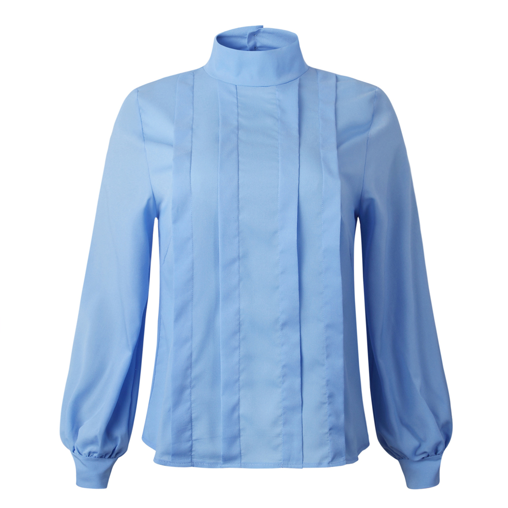 Women's Blouses & Shirts Chic High Street Women Blouse Fashion Office Lady Work Shirt Tops Daily Pleated Elagant 2021