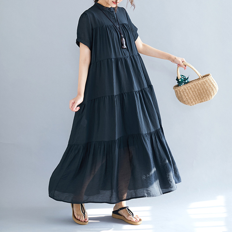 Johnature Solid Color New Stand Collar Short Sleeve Button Loose Casual Long Thin Women Dresses 2020 Summer Causal Korean Dress, Black
Johnature Solid Color New Stand Collar Short Sleeve Button Loose Casual Long Thin Women Dresses 2020 Summer Causal Korean Dress, Black