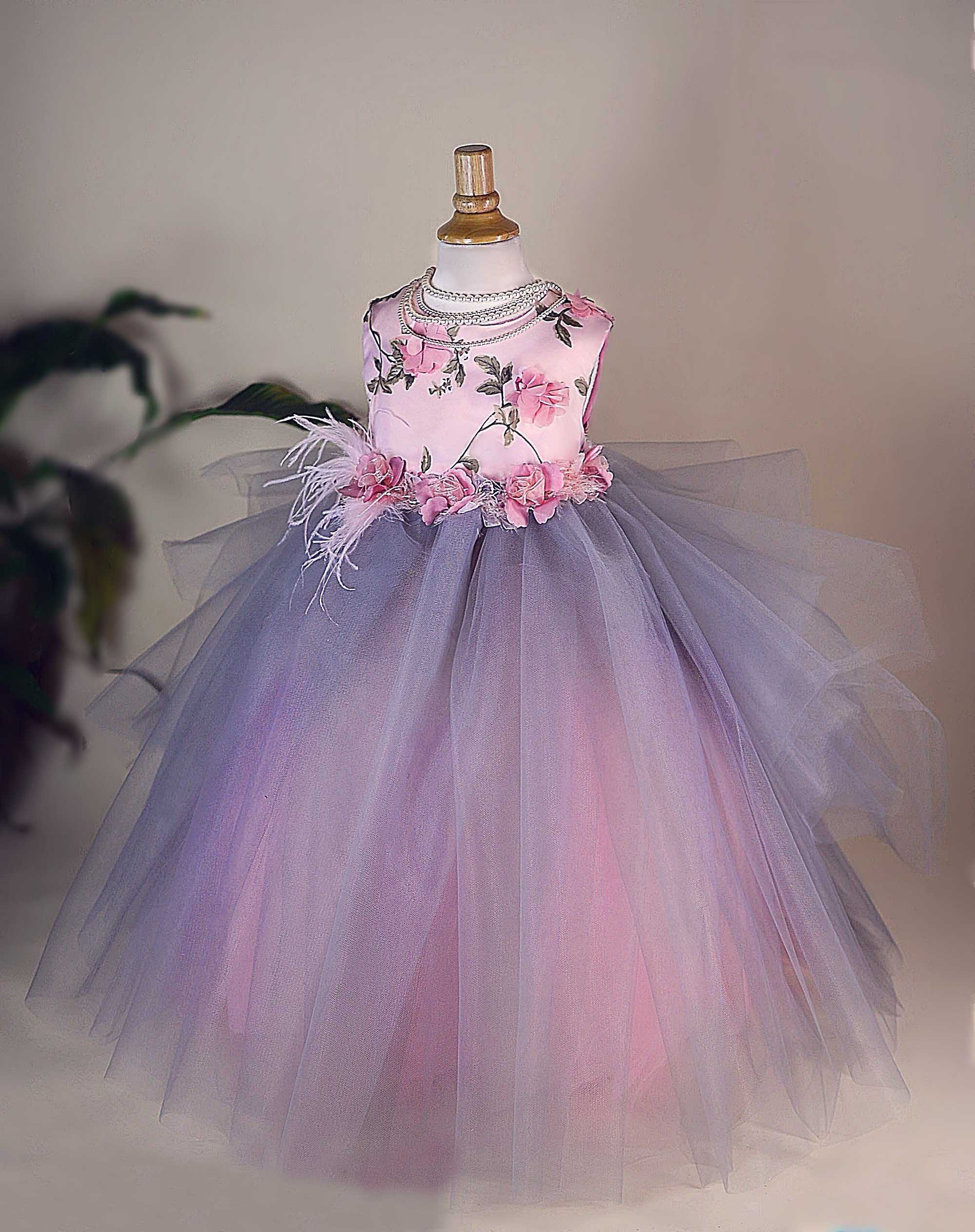 Ball Gown Flower Girl Dress Jewel Neck Sleeveless Tulle Lace Applique Hand Made Flower Wedding Dress Floor Length Girl's Birthday Part