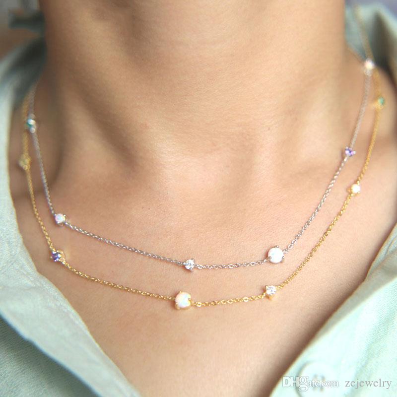 Maxi Necklace Rushed Sale Collares Collier 2019 New 925 Sterling fire Opal Station Long Chain High Quality Fashion Women party Jewelry gift