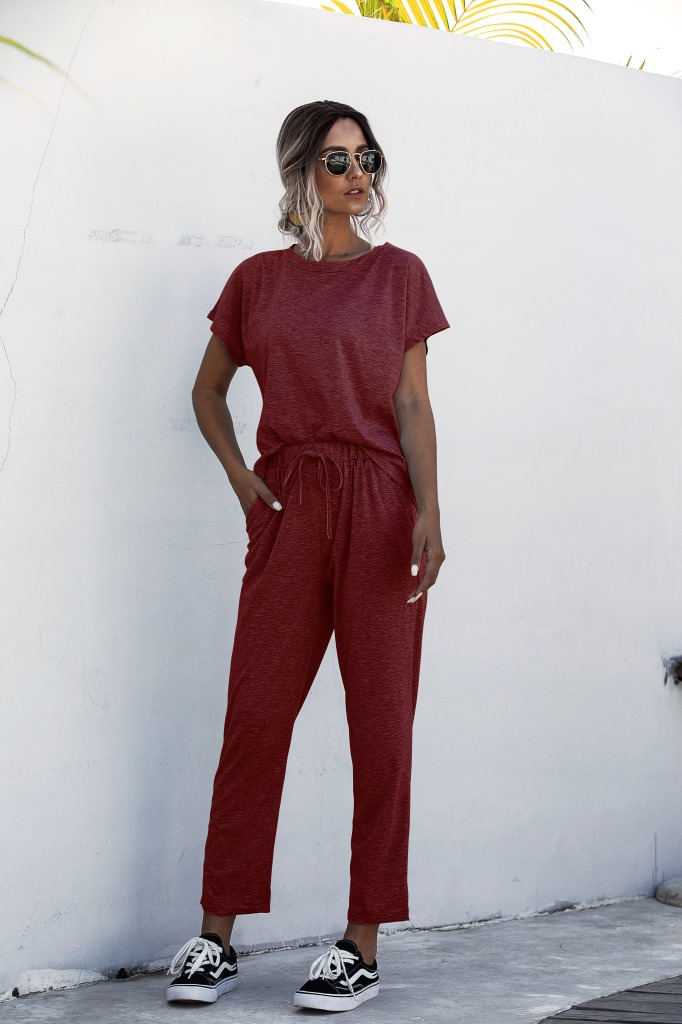 Spot trend Tracksuits European spring and summe round neck short sleeve casual suit support mixed batch