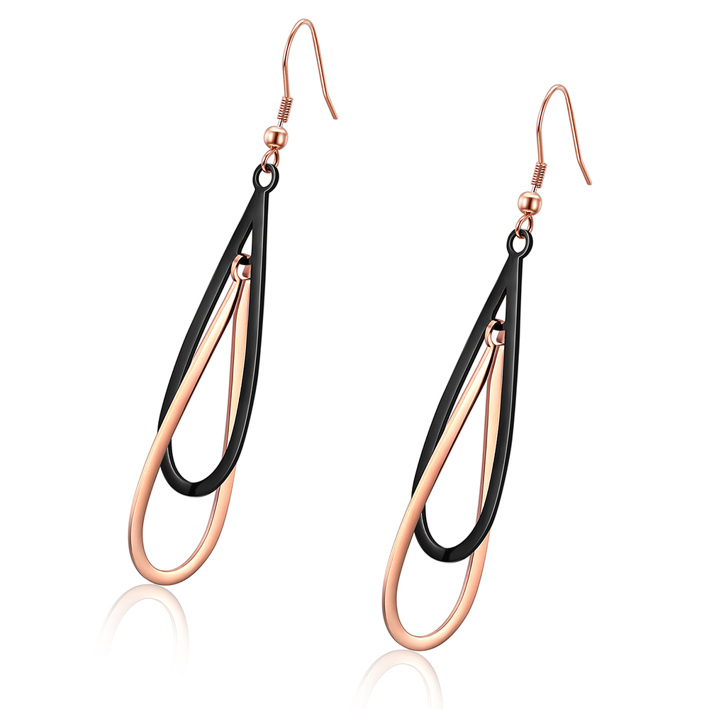 Charm Water Drop Hollow Drop Earrings Jewelry Stainless Steel 14K Gold Plated Earrings Women Girl's Gift