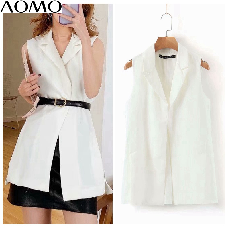AOMO fahsion woman white long vest coat office ladies waistcoat female sleeveless blazer outwear elegant top 3Z71A
AOMO fahsion woman white long vest coat office ladies waistcoat female sleeveless blazer outwear elegant top 3Z71A